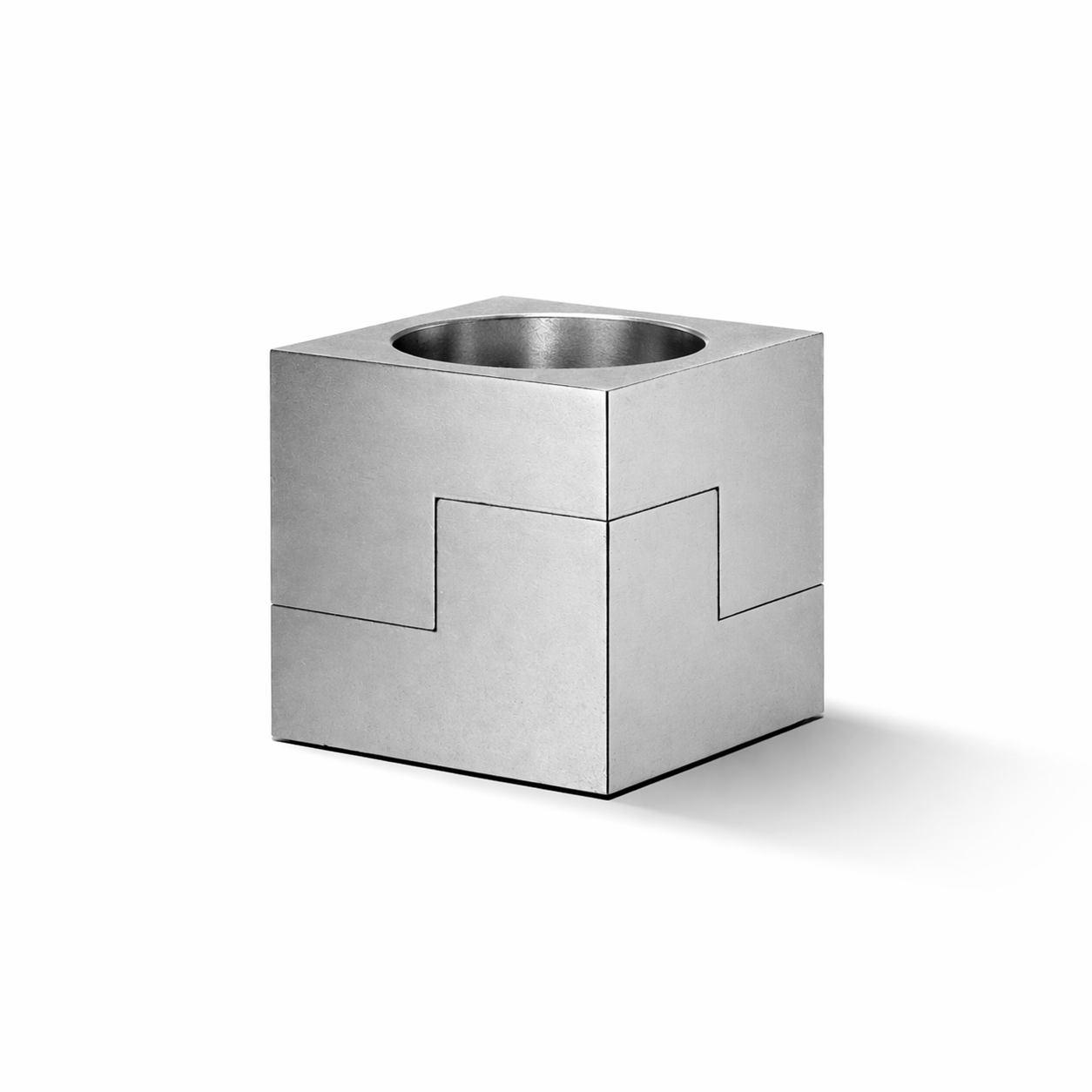 Or Cube brushed silver Shabbat candleholder
